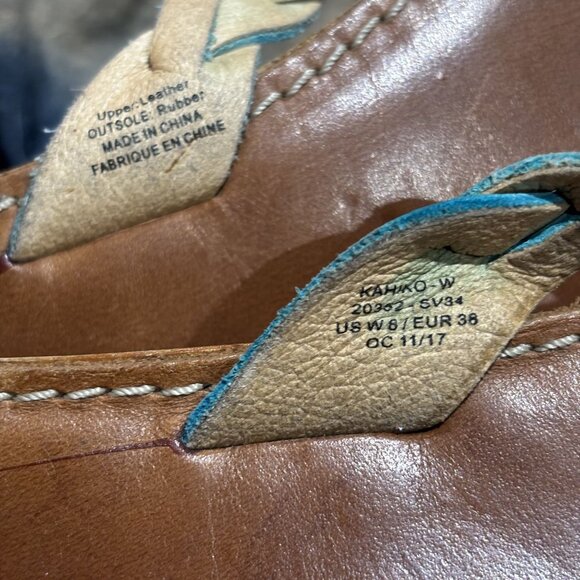 Olukai Kahiko Braided Leather Thong Sandals 8 Flip Flops Turquoise Boho Flat - Picture 9 of 9